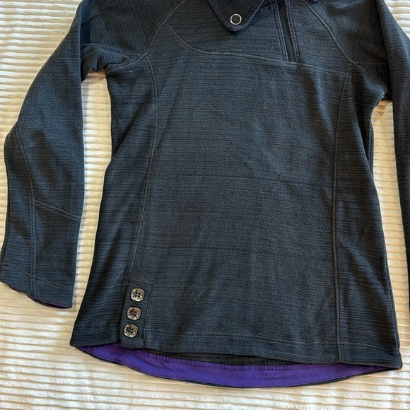 Avalanche Fleece Gray Purple Asymmetrical Funnel Neck Button Sweatshirt Small - Picture 3 of 14